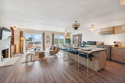 a large kitchen with a large island in a room at Living Lux in La Jolla - Beach - AC - Shops in San Diego