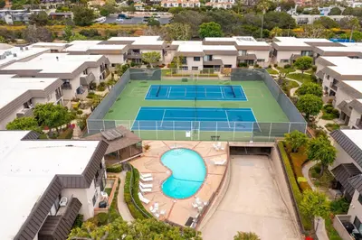an overhead view of a tennis court in a building at SB-767D - Soothing Solana Oceanfront Condo in Solana Beach