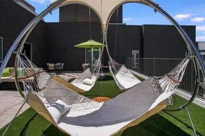 a group of three hammocks in a yard at Mission Valley 1br w gym wd pool nr bars SAN-18 in San Diego