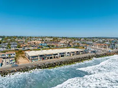 an aerial view of the beach and the ocean at 15 Feet to the Water in Oceanside