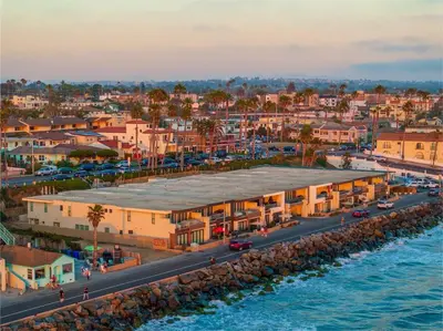 an aerial view of a city next to the water at 15 Feet to the Water in Oceanside