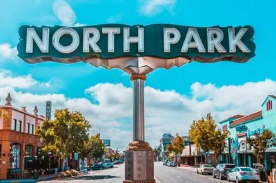 a street sign for north park on a city street at San Diegos Best Zoo, SeaWorld and Downtown Nearby in San Diego