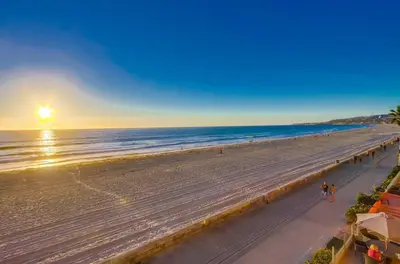 an aerial view of a beach at sunset at Aloha Breeze 2 in San Diego