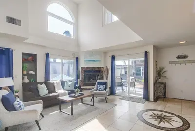 a living room with a couch and a table at Beach Haven 2 in San Diego