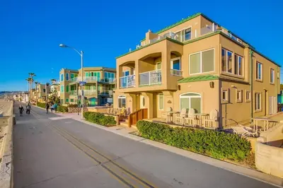a yellow house on the side of a street at Beach Break 2 in San Diego