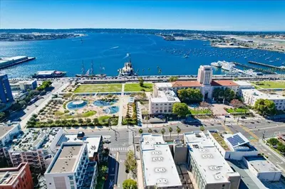 an aerial view of a city with a river and buildings at Kettner Row 2 in San Diego