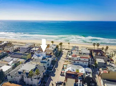 an aerial view of a city and the beach at Ocean Style in San Diego