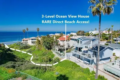 an ocean view house with a rare direct beach access at Pacific Shores in San Diego