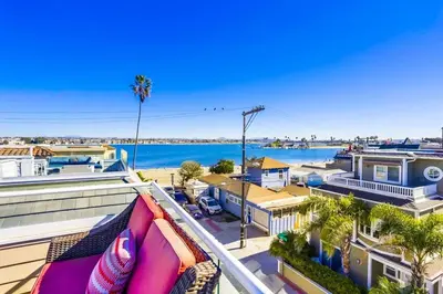 a view of the ocean from the roof of a house at Bay View in San Diego