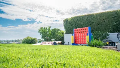 a giant lego building in a field of grass at Home Ensuite with Panoramic City View in San Diego