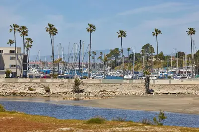 a marina with a bunch of boats in the water at Oceanside Beach Condos in Oceanside
