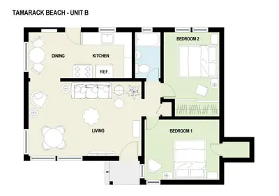 a floor plan of the embassy beach unit b at Walk 2 Beach, EV Charger, Outdoor Dining, 2 Units in Carlsbad