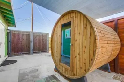 a wooden boat sitting in the middle of a room at Nice home, Ocean views, and open space views. in Oceanside