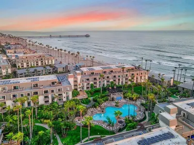 an aerial view of a resort and the ocean at North Coast Village in Oceanside