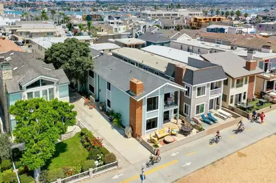 an aerial view of a city with houses at 2 Bedroom Home on the Beach with Ocean View in Newport Beach