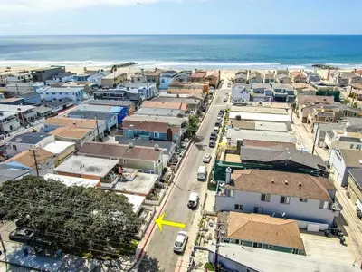 an aerial view of a city with the ocean at 2 Bedroom Upstairs Apt 1 block from the beach! in Newport Beach