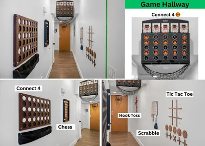 a room with a game hallway with a game hamper and a game hallway tie at Park Lux PlayHouse in San Diego