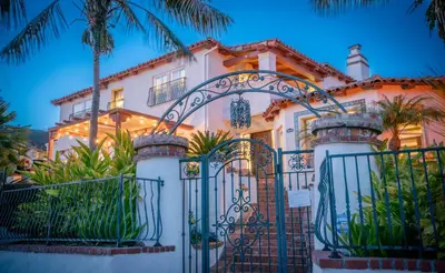 a house with a gate in front of it at Mediterranean-Style Villa in Point Loma in San Diego