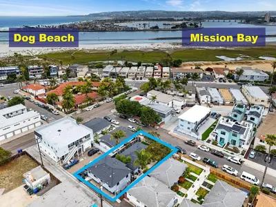 an aerial view of a small town with a city at Modern 1 BR Apt - Walk to Ocean & Cafes in San Diego