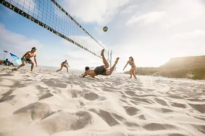 a group of people playing a game of volleyball on the beach at Chic Studio Suite Serene Backyard in Heart of SD in San Diego