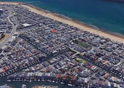 an aerial view of a harbor with houses at 4 Bedrooms in Newport Beach