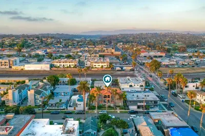 an aerial view of a city with buildings at 1128 Tait Street, Unit D in Oceanside