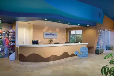 a lobby of a store with a blue ceiling at WorldMark Oceanside 2BD in Oceanside