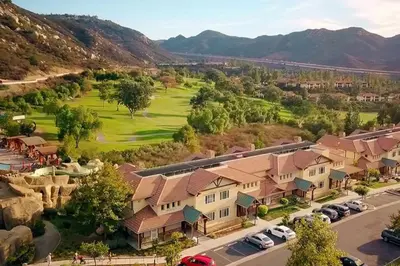 arial view of a residential neighborhood with houses at Hyatt The Welk 2BD in Escondido