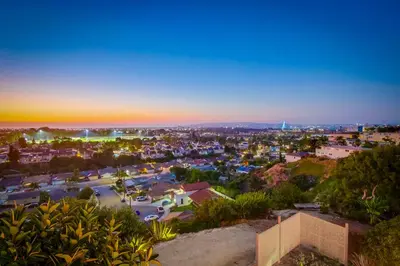 an aerial view of a city at sunset at Red Hawk Coastal Estate in San Diego