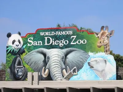 a sign for the world famous san diego zoo at Ultimate Getaway: Spa Game Rooms Firepit Views in San Diego