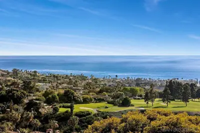 a golf course with the ocean in the background at La Jolla Ocean View Mansion 2 in San Diego