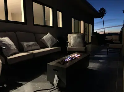 a living room with a couch and a coffee table at New Constructed Home in Poway in Poway