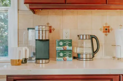 a kitchen counter with some appliances on a counter top at Family-Friendly Bay Views, Game Room, Hot Tub! in San Diego