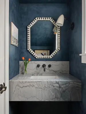 a bathroom with a sink and a mirror at Nantucket-Style - Steps to Beach Rooftop Deck Ocean Views in San Diego