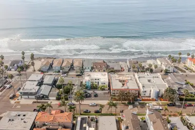 an aerial view of a town next to the ocean at Steps to Beach & Close to Restaurants and Shops in Oceanside