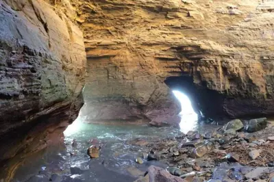 a cave with a river inside of it at 1 Block to the Sand Stylish & Spacious Studio! in San Diego