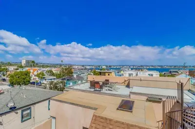 an aerial view of a city with a harbor at Ocean & Bay in San Diego