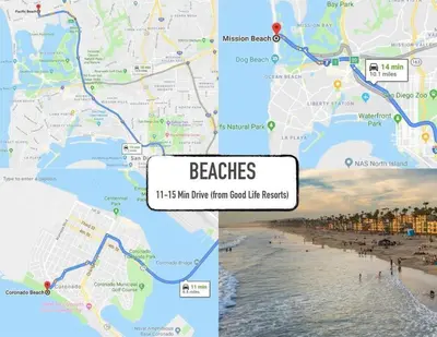 a map of the beach and a map of beaches at Historic 1910 House near downtown in San Diego