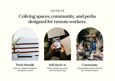 a page of a website with a photo of a woman holding a cell phone at Outsite San Diego - Encinitas Avocado in Encinitas