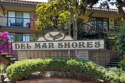 a sign for ald mar shops in front of a house at Sea-renity - DMST79 in Solana Beach