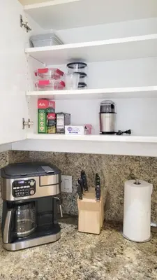 a kitchen counter with a coffee maker in a kitchen at Luxurious and Spacious 2-Bedroom Condo Unit Downtown San Diego in the Heart of the Gaslamp Quarter - 14-Day Min in San Diego