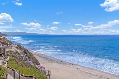 a view of a beach with people walking on it at Ocean Infinity - DMBC727B in Solana Beach