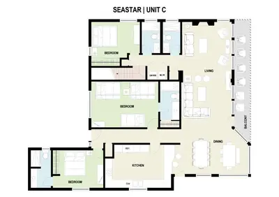 a floor plan of a house at 1317 S Pacific - Unit C in Oceanside