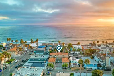 an aerial view of a town next to the ocean at 1128 Tait Street Unit D in Oceanside