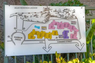 a sign with a map of a garden at 4025 Canario Street in Carlsbad