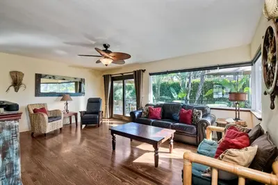 a living room with a couch and a table at 5285 Shore Drive in Carlsbad