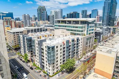 an aerial view of a city with tall buildings at Gaslamp 2 bed Penthouse Petco Park Convention Ctr in San Diego