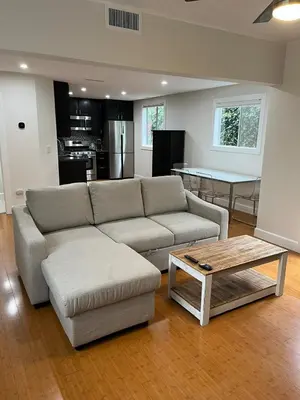 a living room with a couch and a coffee table at Stunning, Quiet Vista Retreat Minutes from Beach in Vista
