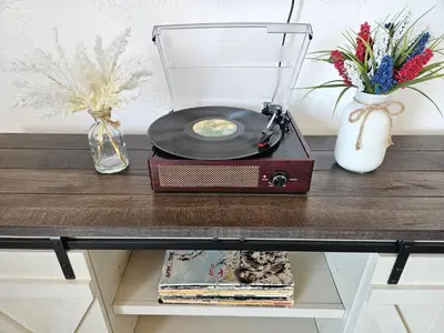 a blender sitting on a table with a record player at Eagle's Nest - Hot Tub & Stunning Bay View - Walk To Little Italy in San Diego