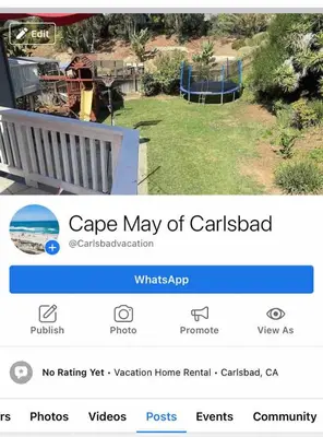 a screenshot of a webpage of a yard with a bench at Tropical retreat for whole family Fresh eggs Made to Entertain in Carlsbad